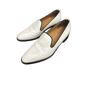 Everlane Modern Smoking Loafers White w/  Black Trim Women's  size 9 Made in Ita